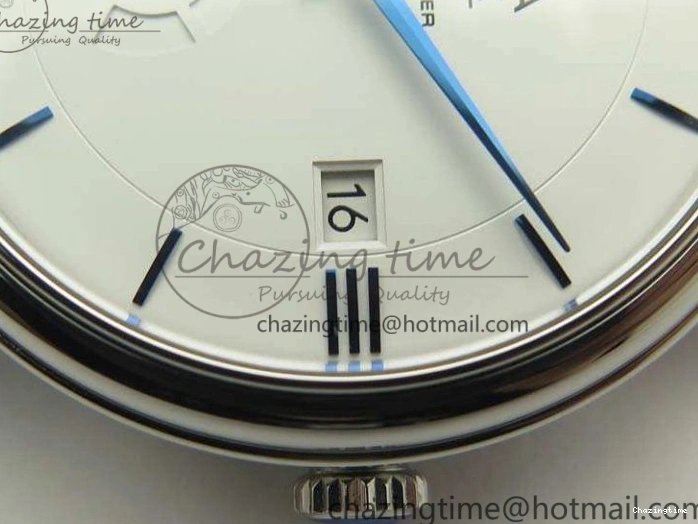 0207 Fashionable De Ville Prestige Real Power Reserve SS TW 1:1 Best Edition White Dial Blue Markers On Leather Strap A 8094